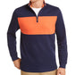 Suéter masculino Club Room com estampa de blocos de cores, ajuste clássico, zíper de um quarto, azul, tamanho médio