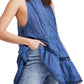 Blusa túnica feminina Adelaide da Free People, azul, tamanho XS