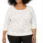 Karen Scott Plus Wheat Fields Top Feminino Branco Tamanho 0X