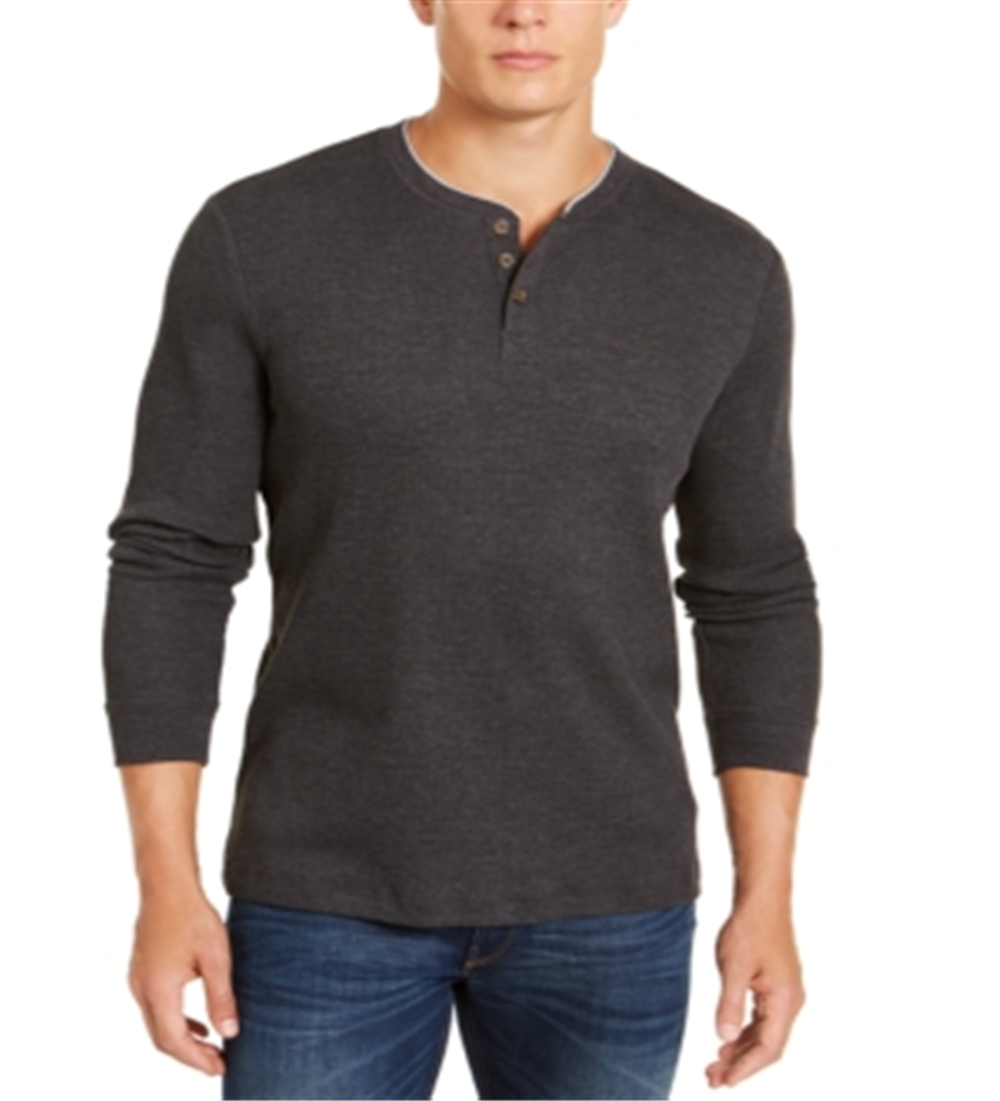 Camisa Henley Masculina Club Room Gola Redonda Ajuste Clássico Cinza Tamanho P