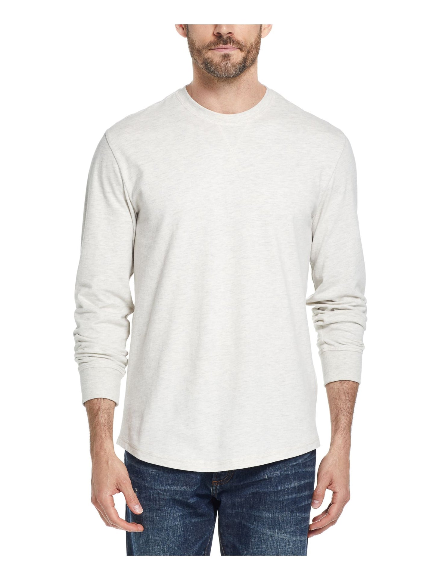 Camiseta masculina vintage de manga comprida escovada, à prova de intempéries, tamanho pequeno, marrom