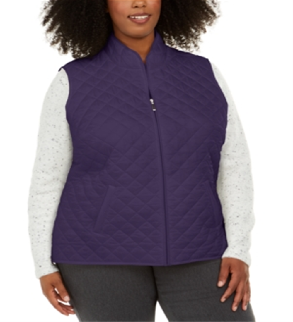 Colete acolchoado feminino Karen Scott, roxo, tamanho 0X