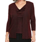 Alex Evenings Cardigan Feminino Glitter Manga Longa Aberto Use para Trabalhar Top Vermelho Tamanho Pequeno X-Grande