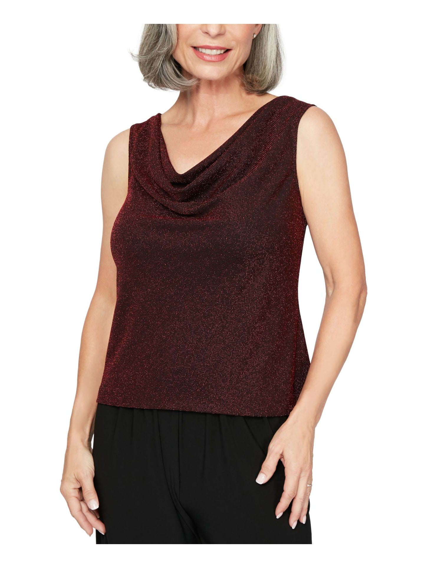 Alex Evenings Cardigan Feminino Glitter Manga Longa Aberto Use para Trabalhar Top Vermelho Tamanho Pequeno X-Grande