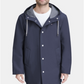 Tommy Hilfiger Masculino Emborrachado PU Comprimento Médio Com Capuz Azul Tamanho Médio