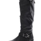 Botas de montaria altas femininas XOXO Minkler em couro sintético, pretas, tamanho 8
