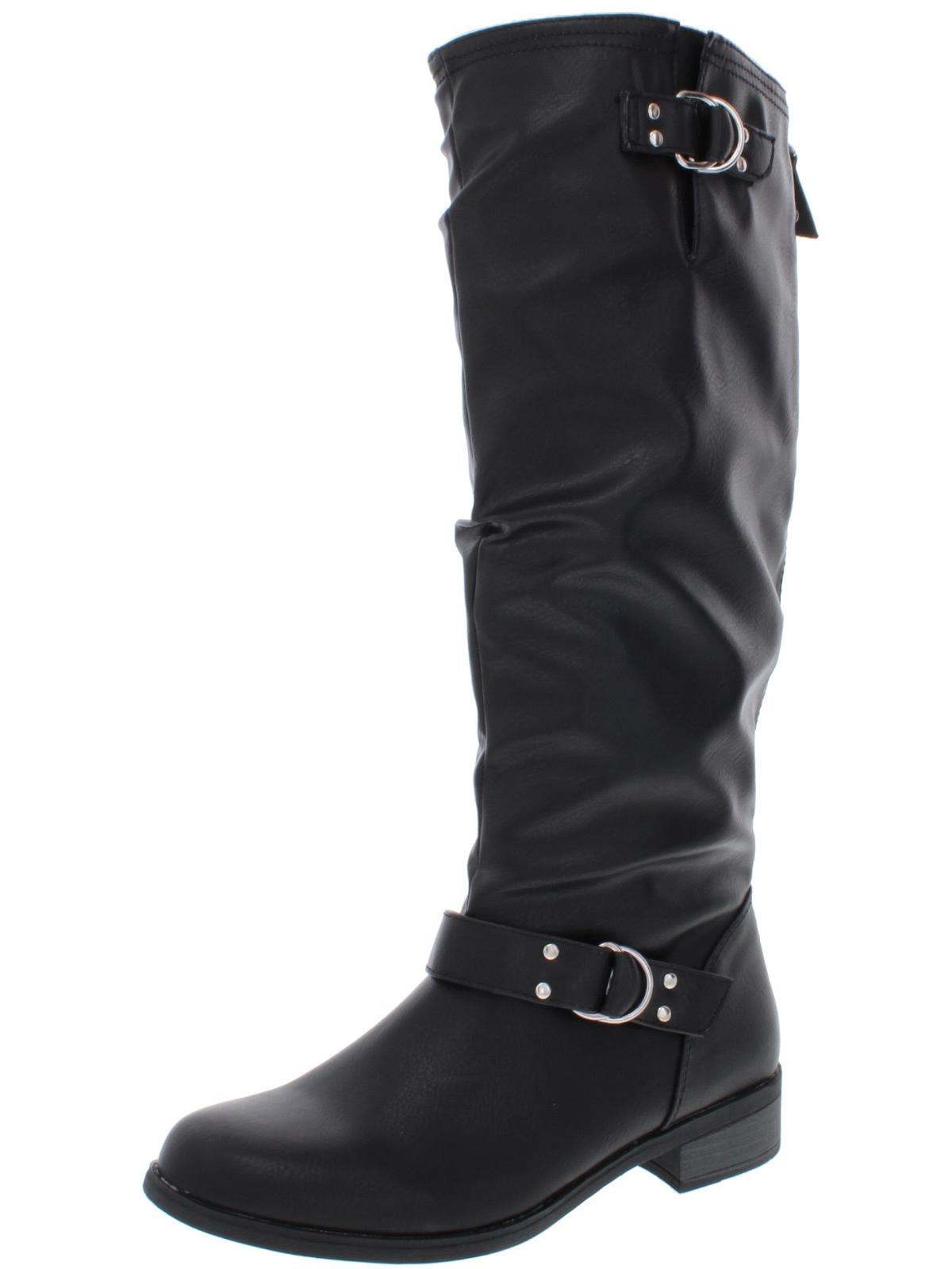 Botas de montaria altas femininas XOXO Minkler em couro sintético, pretas, tamanho 8