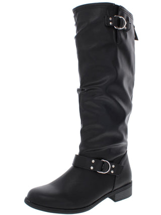 Botas de montaria altas femininas XOXO Minkler em couro sintético, pretas, tamanho 8
