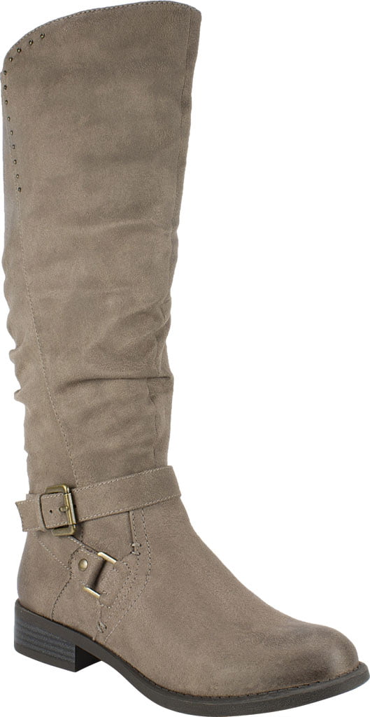 Botas de montaria altas femininas Liona de camurça sintética White Mountain, cinza-claro, 5 m