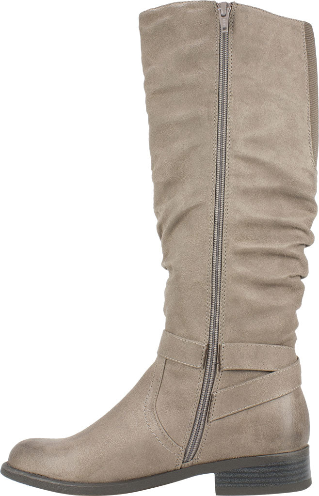 Botas de montaria altas femininas Liona de camurça sintética White Mountain, cinza-claro, 5 m