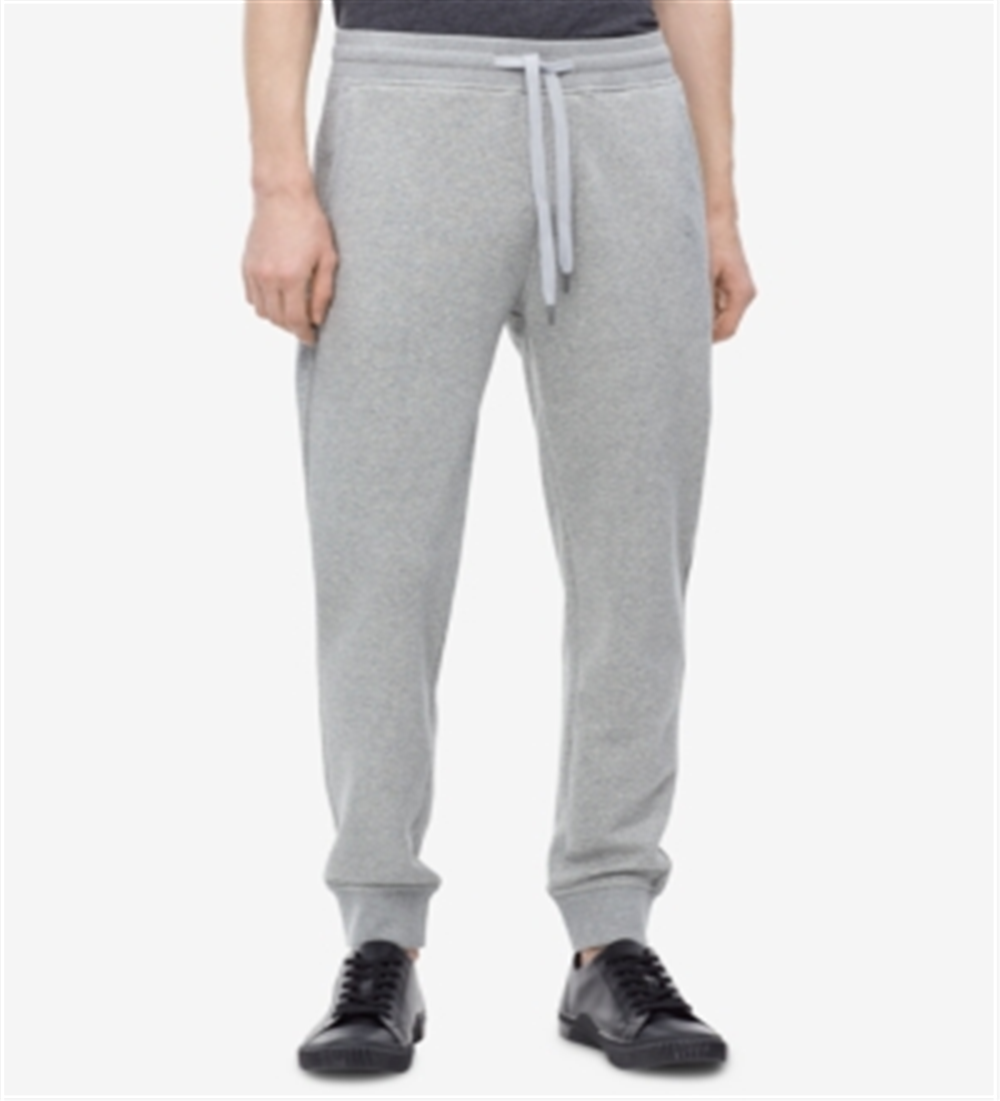Calça de moletom masculina Calvin Klein com cordão mesclado e ajuste atlético, cinza, tamanho XX-G