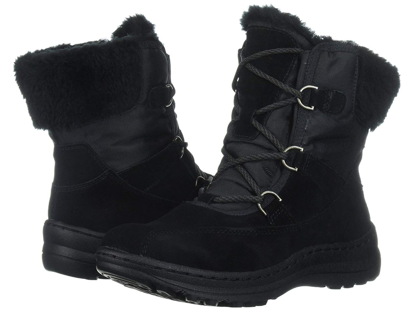 Botas Bare Traps Aero Leather Femininas Biqueira Redonda Cano Baixo para Clima Frio, Pretas, Tamanho 5,5 M