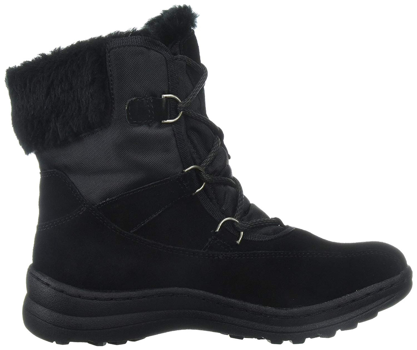 Botas Bare Traps Aero Leather Femininas Biqueira Redonda Cano Baixo para Clima Frio, Pretas, Tamanho 5,5 M