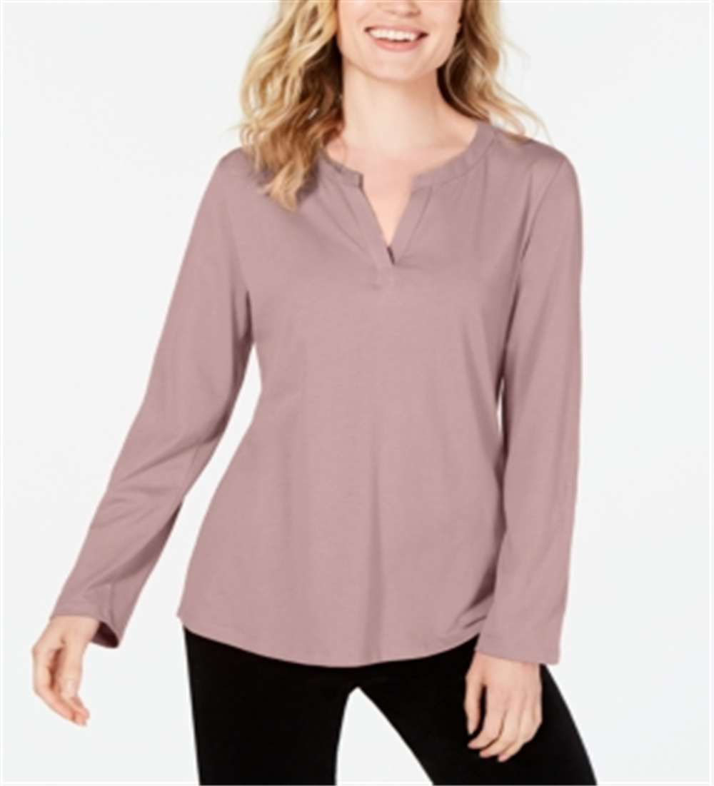 Charter Club Supima Cotton Top Feminino Gola Dividida Marrom Tamanho XXG