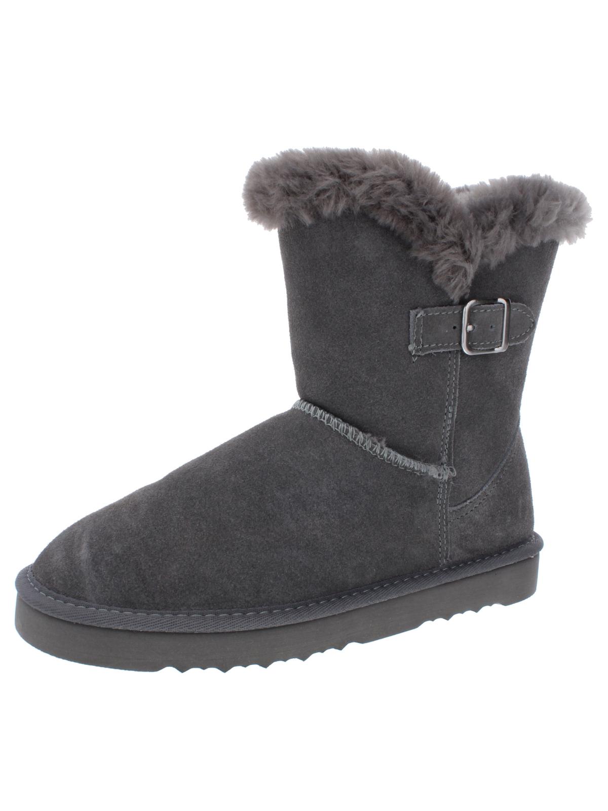 Botas de neve femininas estilo &amp; co com fivela Accent Tiny 2 bico redondo em couro, tamanho 7 M, cinza