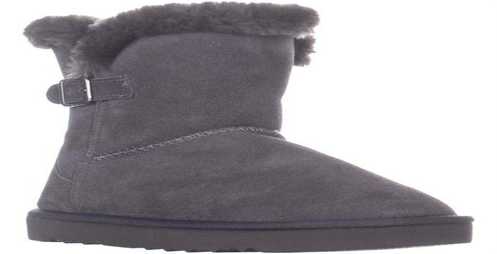 Botas de neve femininas estilo &amp; co com fivela Accent Tiny 2 bico redondo em couro, tamanho 7 M, cinza