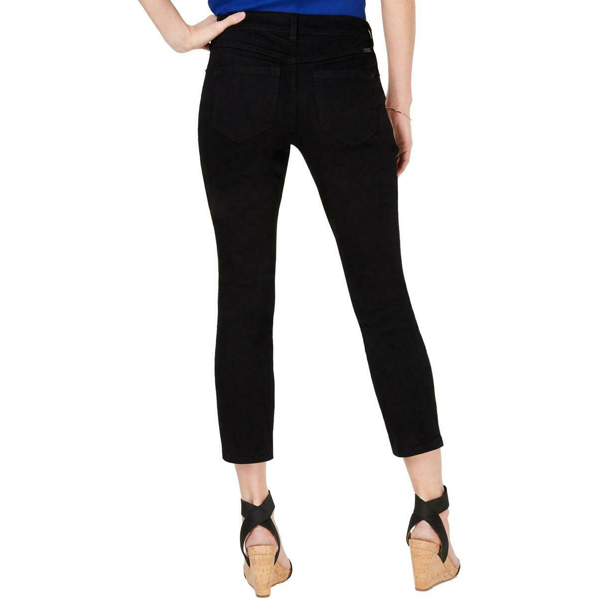 Calça jeans skinny cropped feminina INC International Concepts, preta, tamanho 0