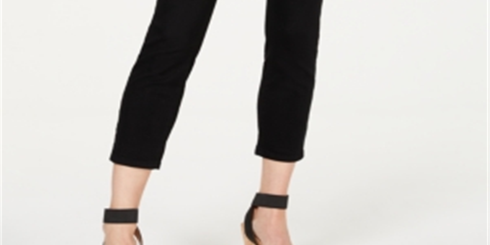 Calça jeans skinny cropped feminina INC International Concepts, preta, tamanho 0