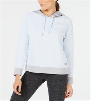 Calvin Klein Moletom com capuz feminino manga raglã azul tamanho grande