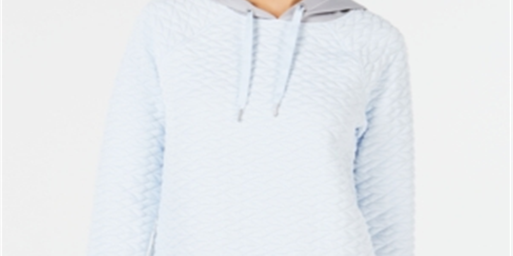 Calvin Klein Moletom com capuz feminino manga raglã azul tamanho grande