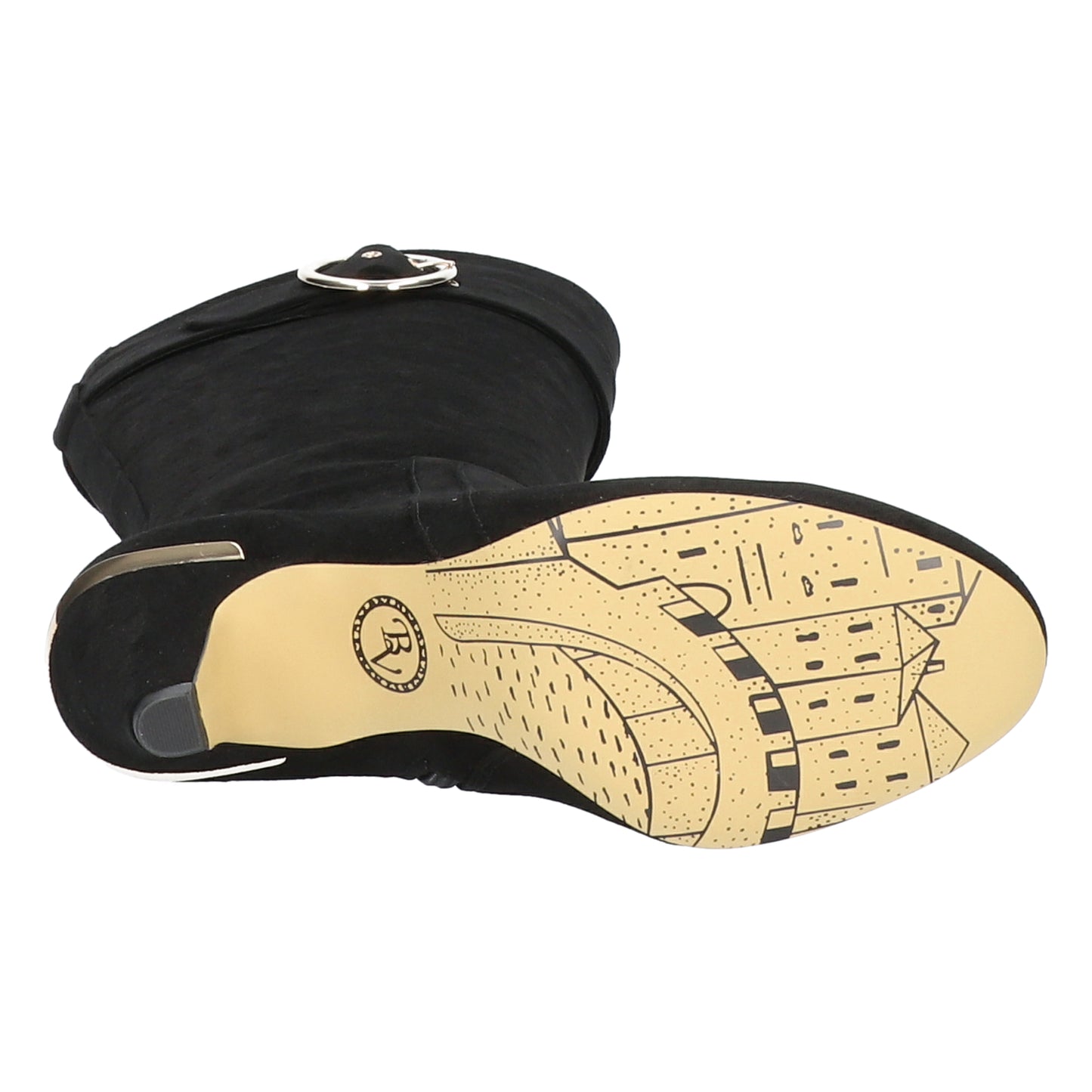 Botas femininas Bella Vita Braxton de cano alto, pretas, tamanho 7,5 N