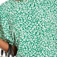 Blusa feminina Michael Kors com estampa de leopardo e amarração lateral, verde, tamanho 2XL