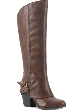 Botas de montaria femininas American Rag Emilee de couro sintético até o joelho, tamanho 9,5, marrom