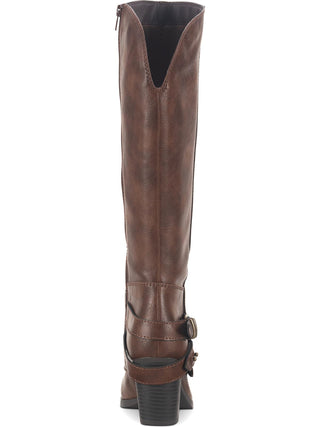 Botas de montaria femininas American Rag Emilee de couro sintético até o joelho, tamanho 9,5, marrom