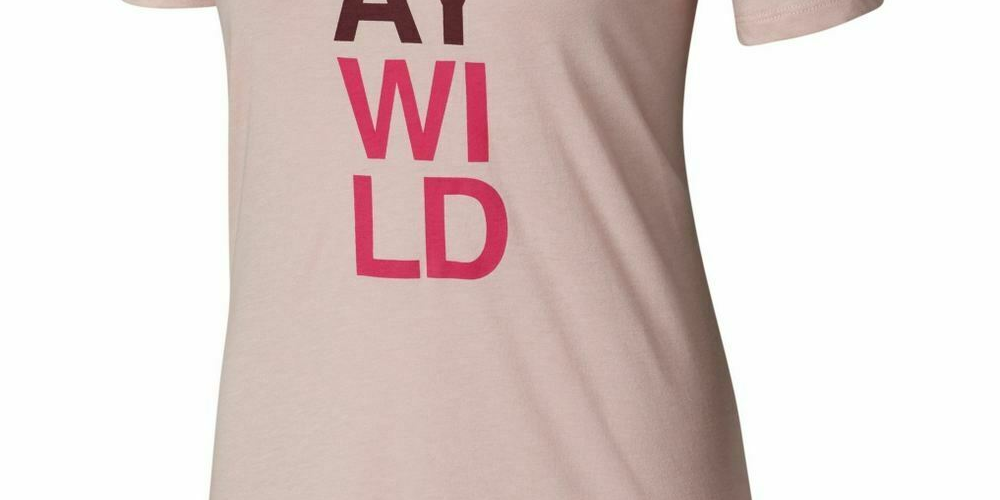 Camiseta feminina Columbia estampada de manga curta com gola redonda e top esportivo rosa tamanho XS