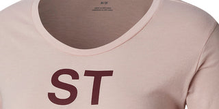Camiseta feminina Columbia estampada de manga curta com gola redonda e top esportivo rosa tamanho XS