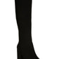 Bar III Feminino Preto 0.5 Plataforma Elástica Gore Lug Solado Acolchoado Gypsee Biqueira Redonda Salto Bloco Zíper Salto Botas 10 M