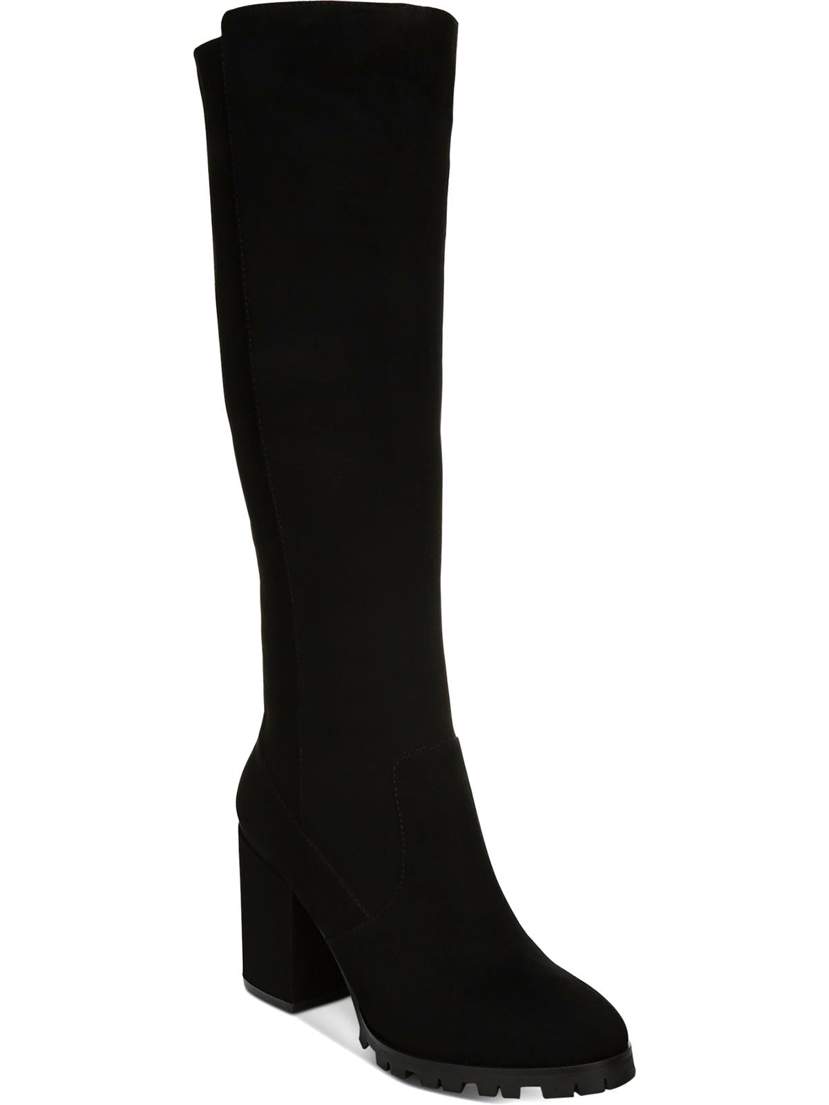 Bar III Feminino Preto 0.5 Plataforma Elástica Gore Lug Solado Acolchoado Gypsee Biqueira Redonda Salto Bloco Zíper Salto Botas 10 M