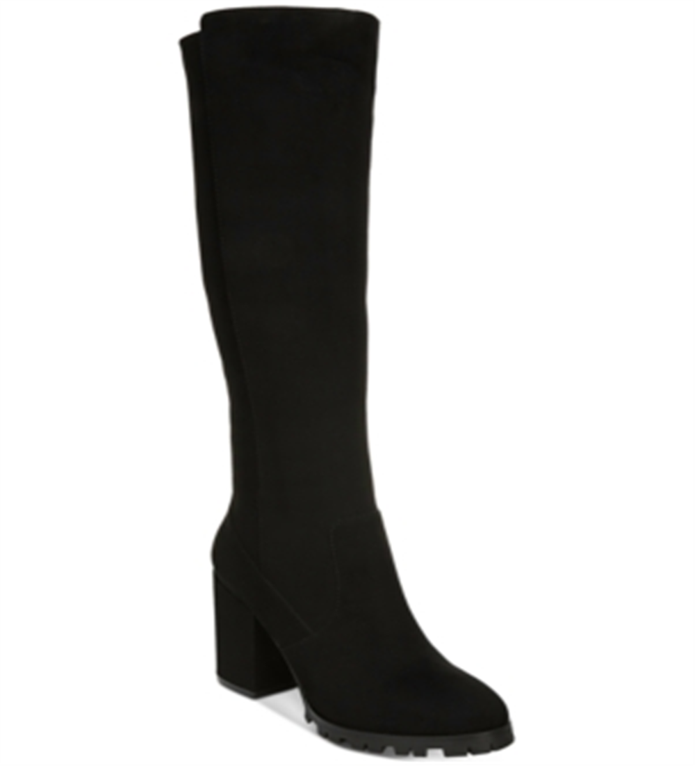 Bar III Feminino Preto 0.5 Plataforma Elástica Gore Lug Solado Acolchoado Gypsee Biqueira Redonda Salto Bloco Zíper Salto Botas 10 M
