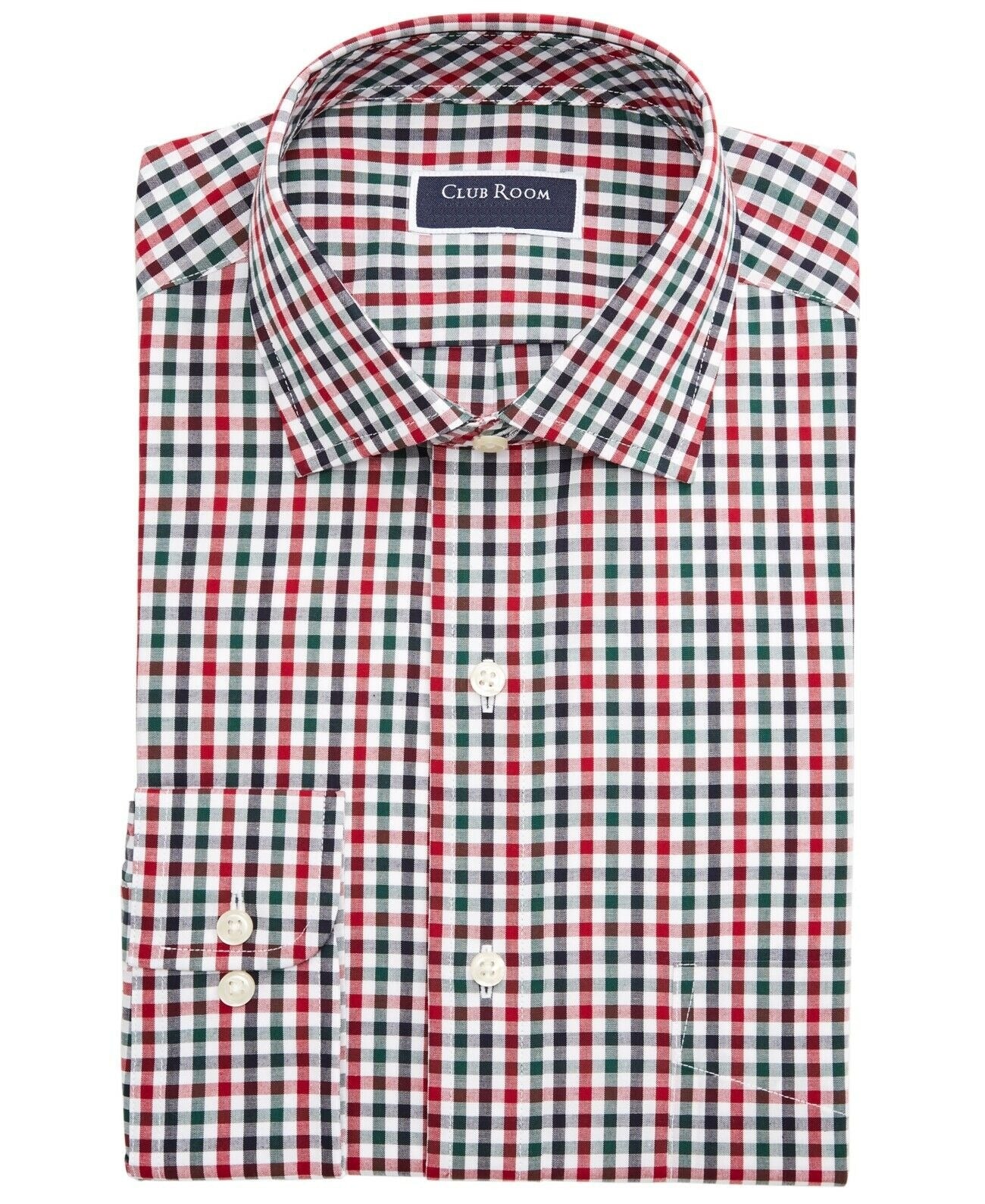 Camisa social masculina com estampa xadrez xadrez regular, tamanho 32x33, vermelha, Club Room