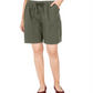 Shorts de algodão com cordão feminino Karen Scott, verde, tamanho pequeno