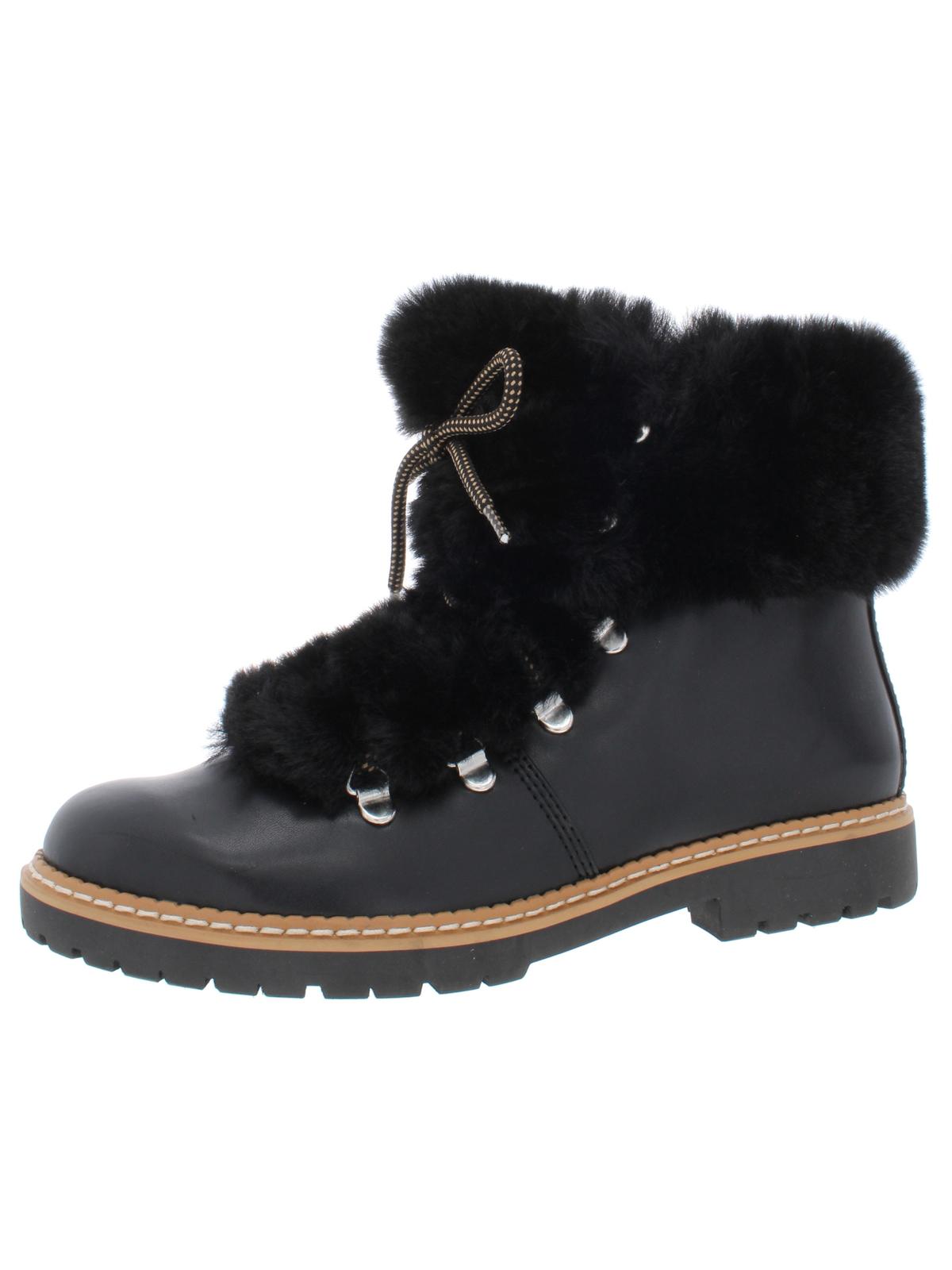 INC International Concepts Botas de neve femininas plataforma com acabamento em pele Comfort Pravale bico redondo salto bloco cadarço preto tamanho 6 M