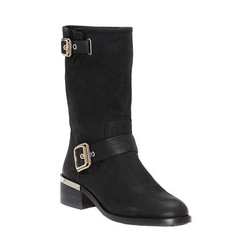 Bota de motocicleta feminina Windy da Divas Emporium, preta, tamanho 5 M