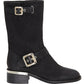Bota de motocicleta feminina Windy da Divas Emporium, preta, tamanho 5 M