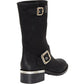 Bota de motocicleta feminina Windy da Divas Emporium, preta, tamanho 5 M