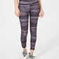 Leggings skinny listradas com bolsos elásticos e absorção de umidade Ideology para mulheres, comprimento até o tornozelo, roxa, tamanho X-S