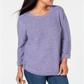 Karen Scott Suéter Feminino de Algodão Marmorizado Roxo Tamanho Médio