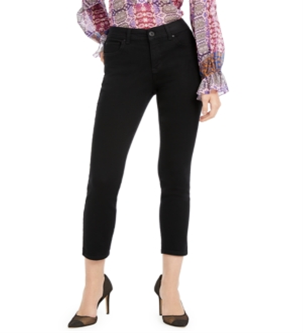 INC International Concepts Controle de Barriga Feminino com Calça Jeans Skinny no Tornozelo Preta Tamanho 0