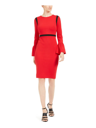 Vestido Calvin Klein Feminino Manga Sino Contrastante Vermelho Tamanho 10