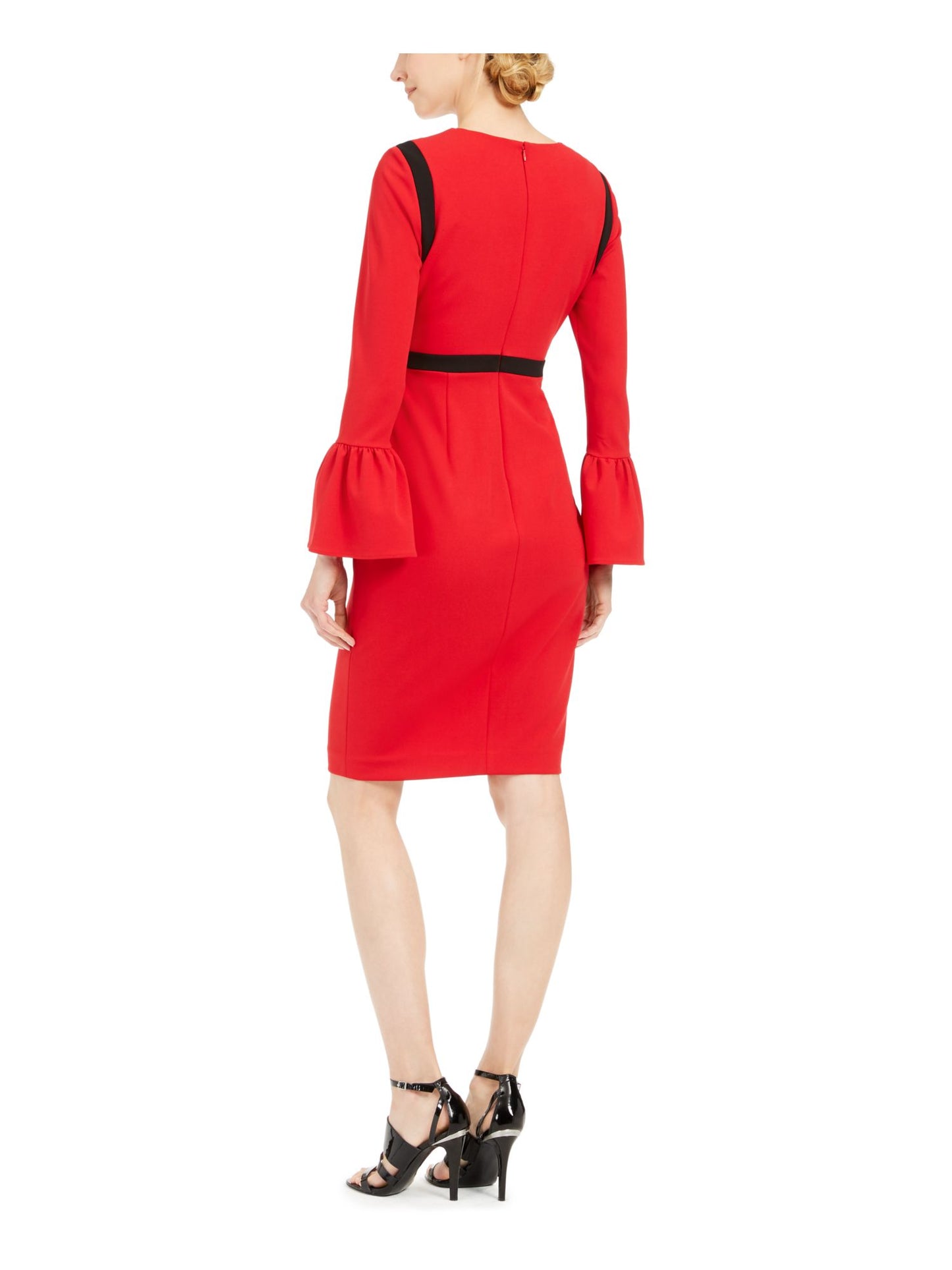 Vestido Calvin Klein Feminino Manga Sino Contrastante Vermelho Tamanho 10