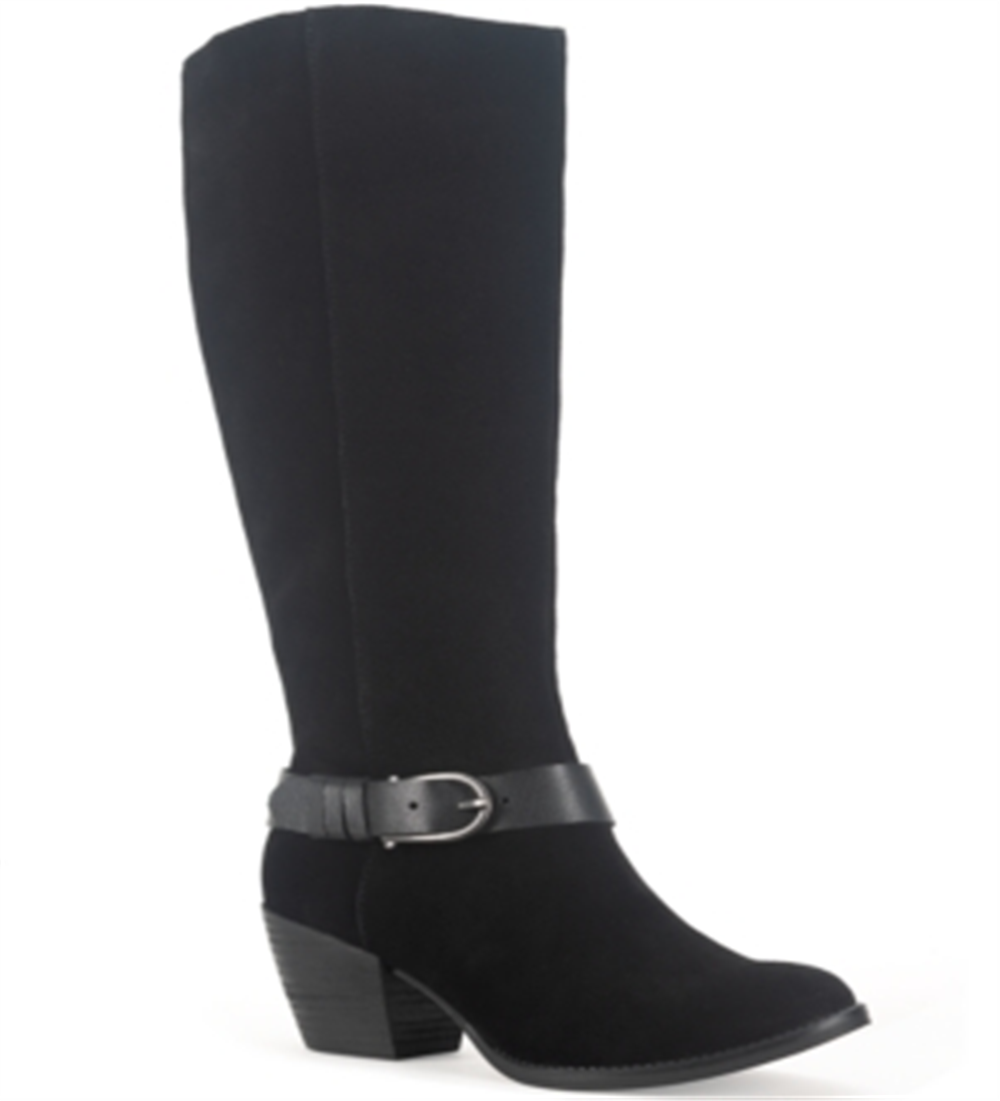 American Rag Sapatos Femininos Tegan Suede Almond Toe Joelho Botas de Cano Alto Preto Tamanho 9 M