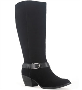 American Rag Sapatos Femininos Tegan Suede Almond Toe Joelho Botas de Cano Alto Preto Tamanho 9 M