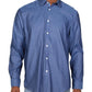 Camisa social masculina com gola estampada Ryan Seacrest Distinction, azul, tamanho 32-33
