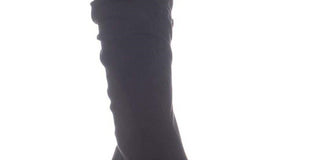 Botas Bar III Edina de camurça sintética femininas, cano médio, pretas, 5 tamanhos médios