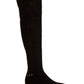 Botas sociais femininas estilo &amp; co com tachas, bico redondo, salto alto e zíper, pretas, 7,5 m