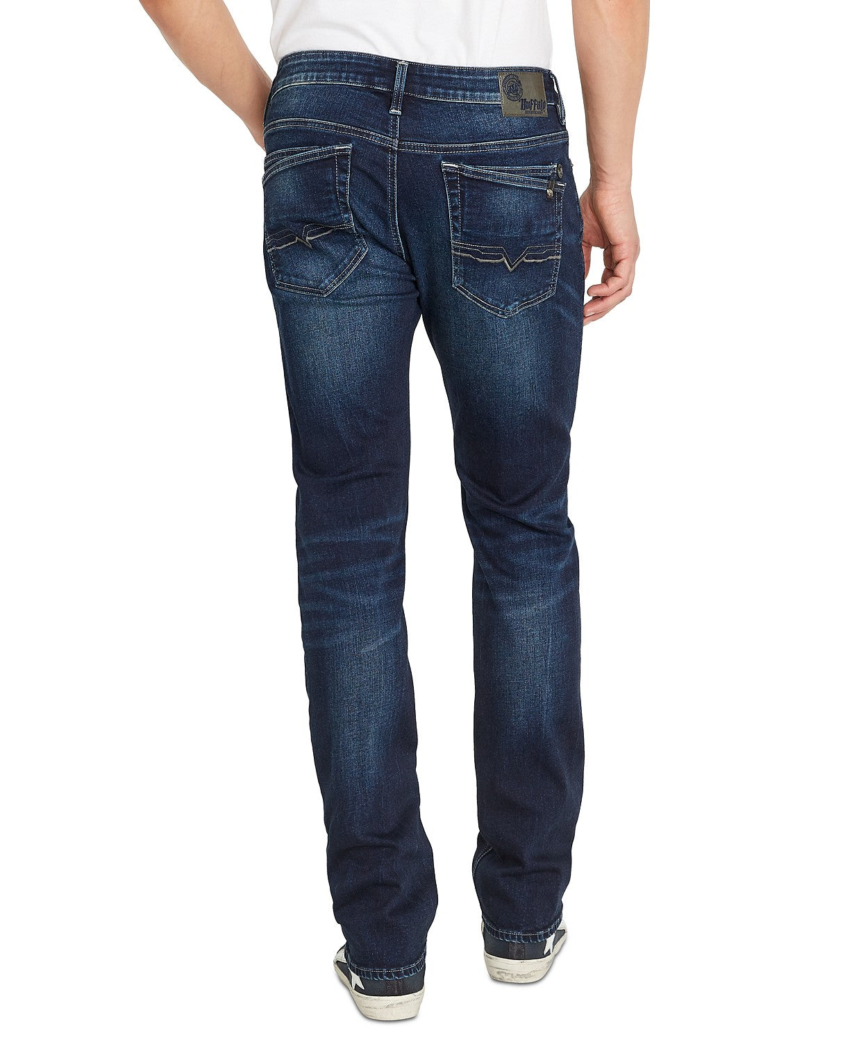 Calça jeans masculina Buffalo David Bitton Six x Slim Straight Fit Stretch Azul Tamanho 33X32
